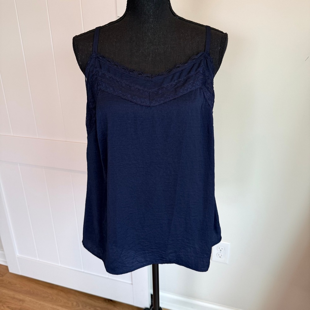 Cabi Navy Blue Lace Trim Camisole Top Style 5915 Women Medium